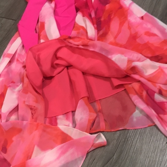 Elija J. Pink Floral Sleeveless Handkerchief Hem NWT  Dress size 6 - Picture 6 of 14